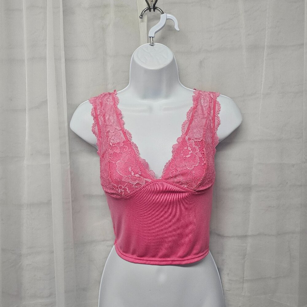 Pink Babydoll Y2K Tank Cropped Fairy Whimsigoth Lace Coquette M